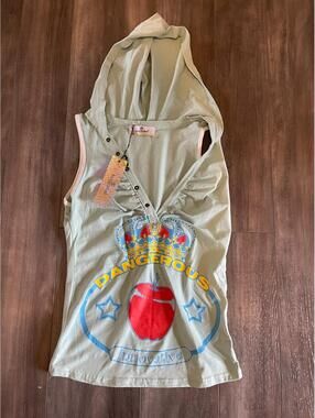 Y2K Innovative hooded Tank top shirt Graphic glitter